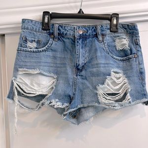 Sun & Shadow Distressed Denim Shorts 27